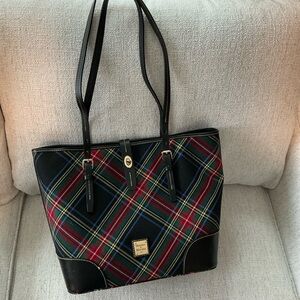 Dooney & Bourke Tartan Tote - Black, Red, and Blue